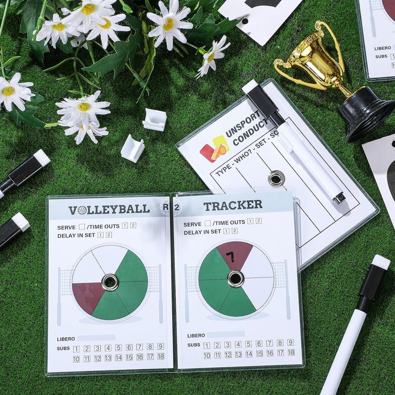 Seenelling 4 Set Volleyball Rotation Trackers Portable Volleyball Rotation Wheel Clipboard with Dry Erase Marker and Eraser Tip for Strategy Techniques Officials Referees and Coaches - Image 4